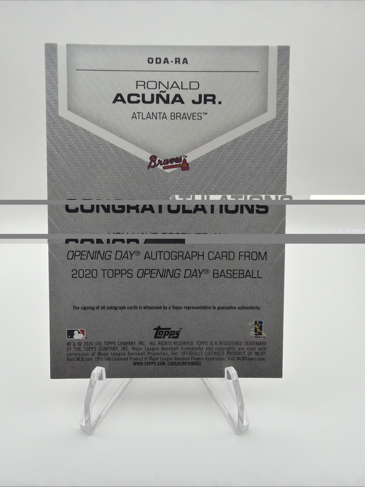 2020 Topps Opening Day - Opening Day Autographs Ronald Acuña Jr. #ODA-RA (AU)