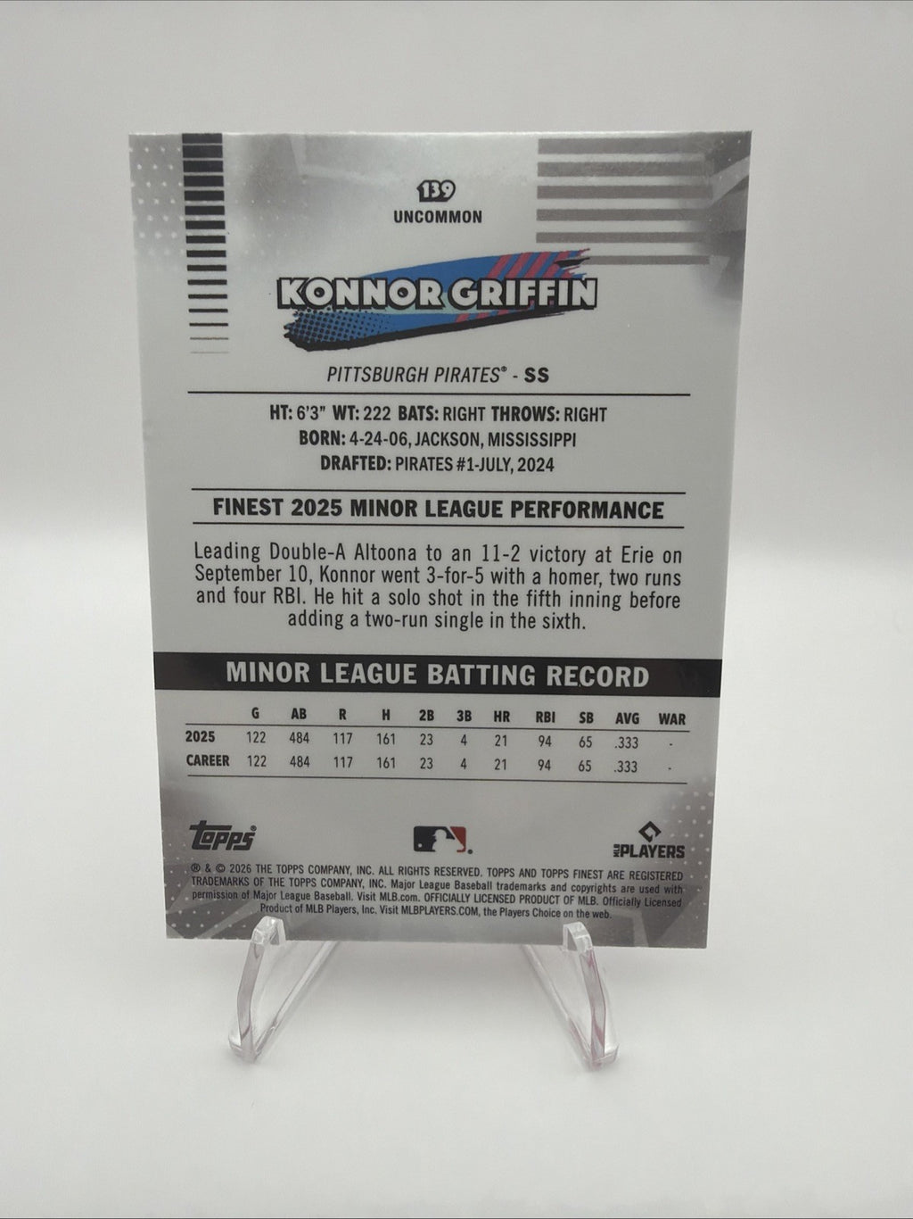 2026 Topps Finest Konnor Griffin Pink Mini Diamond RC /250