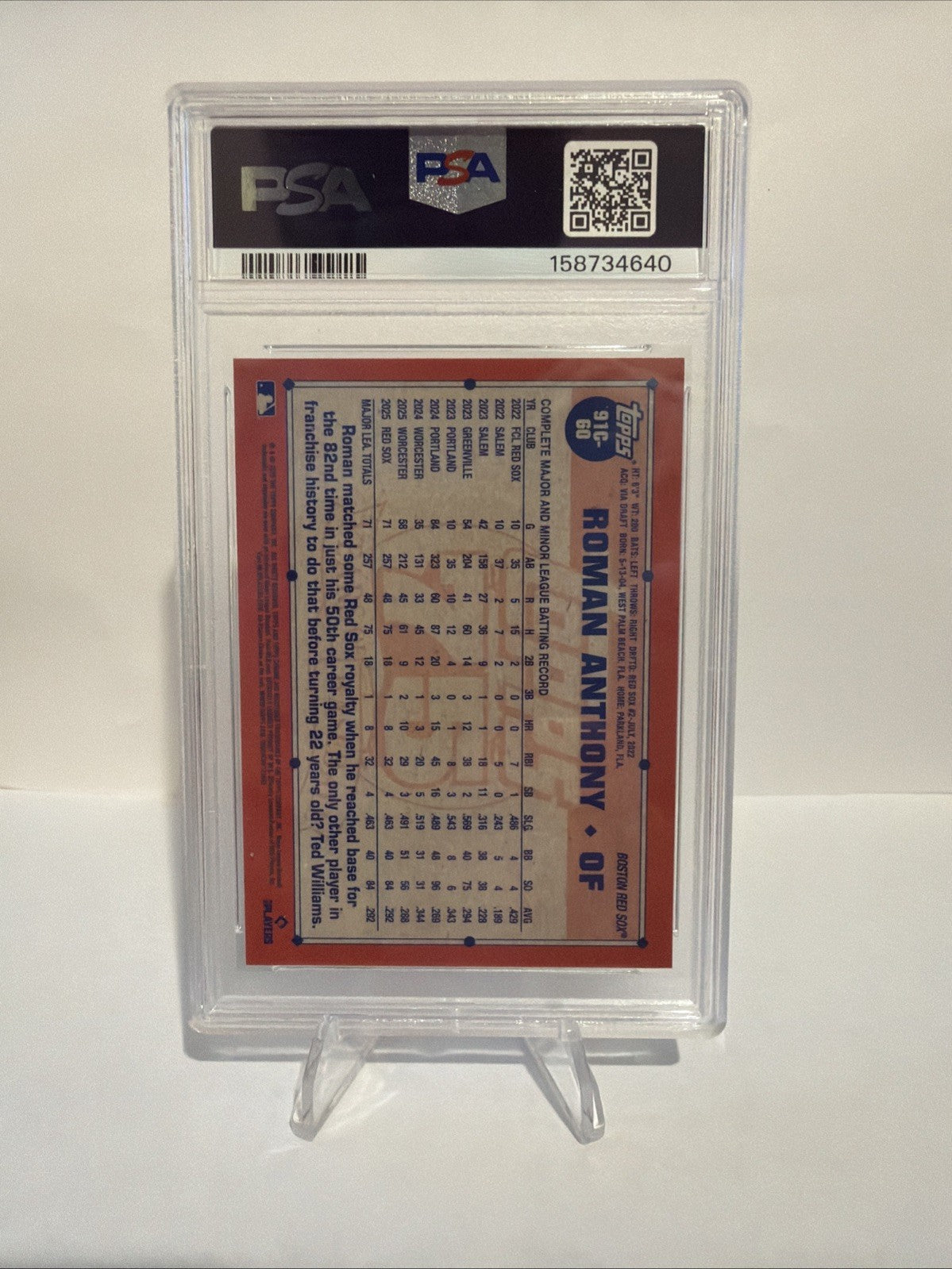 2026 Topps Chrome Silver Pack Roman Anthony RC PSA 10 Gem Mint Red Sox Rookie