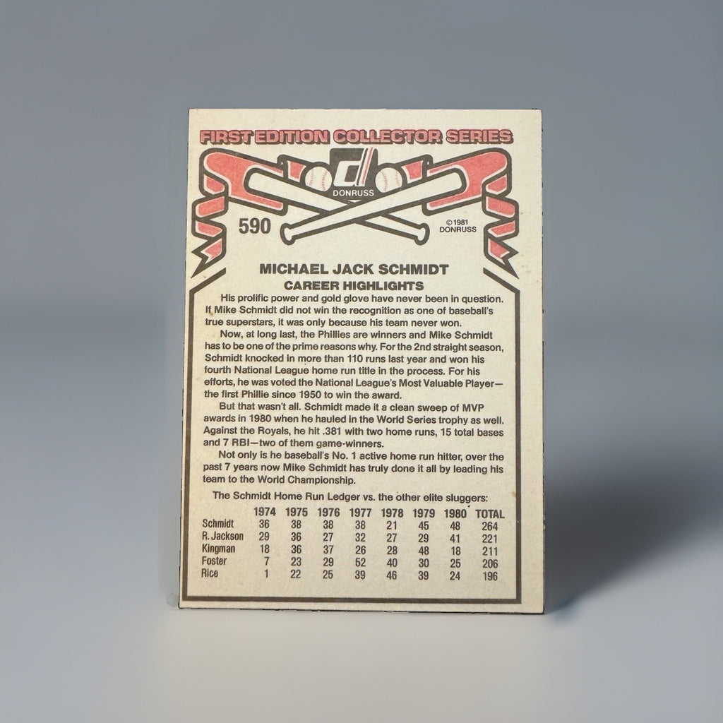 Donruss 1981 Mike Schmidt Philadelphia Phillies #590 First Edition MVP Card
