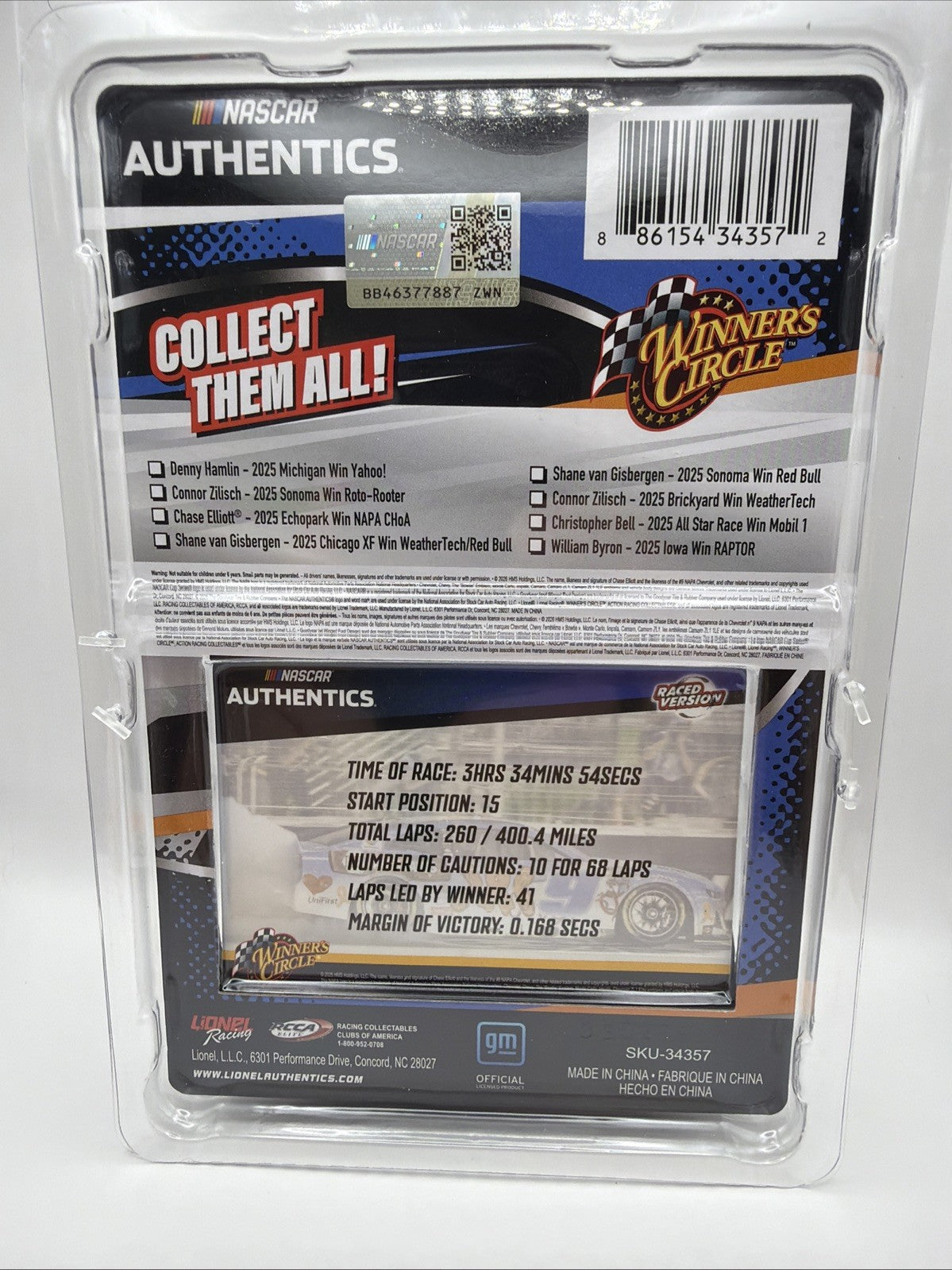 NASCAR Authentics 2026 Chase Elliott Winners Circle Echo Park Win Raced Car #9