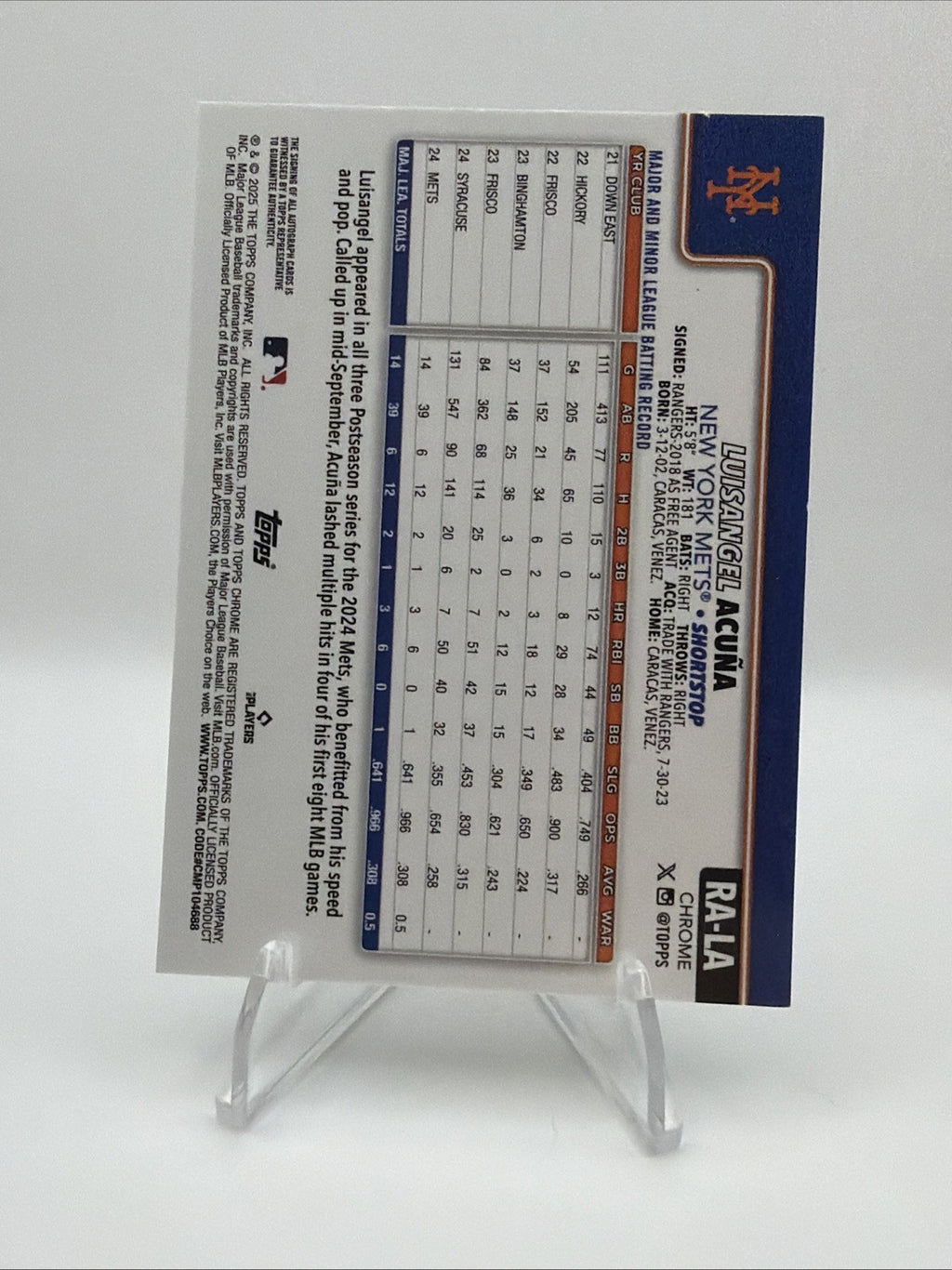 2025 Topps Chrome Update Series Sapphire Edition - Autographs Luisangel Acuna...