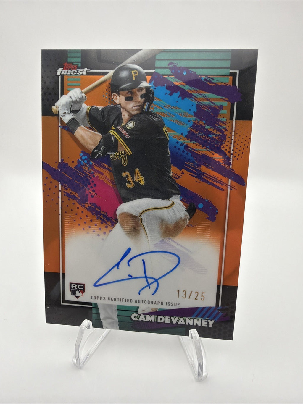 2026 Topps Finest - Finest Autographs Cam Devanney #FA-CAD Orange Refractor /25