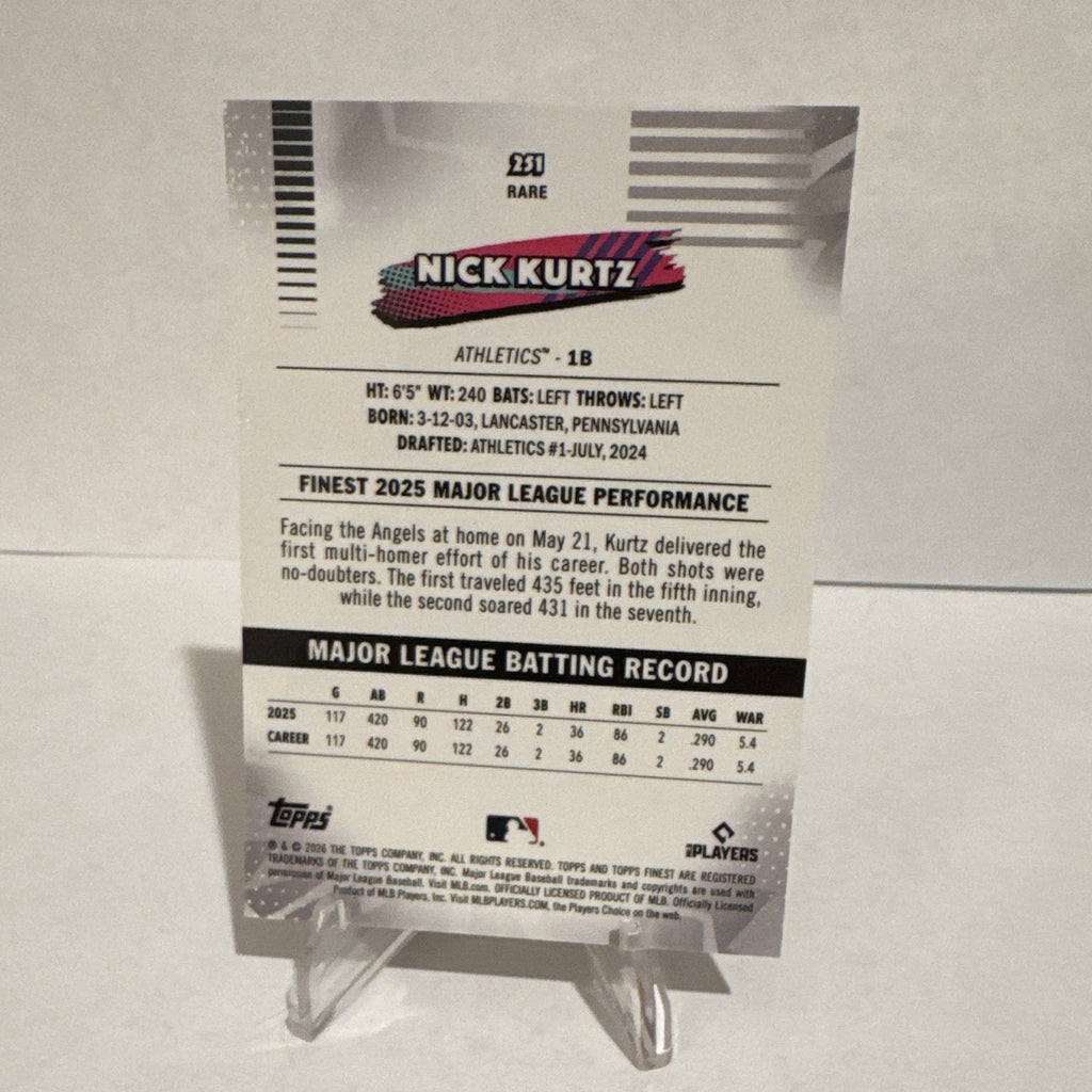 Topps 2025 Finest Nick Kurtz Athletics Baseball 06/25 Rare #251