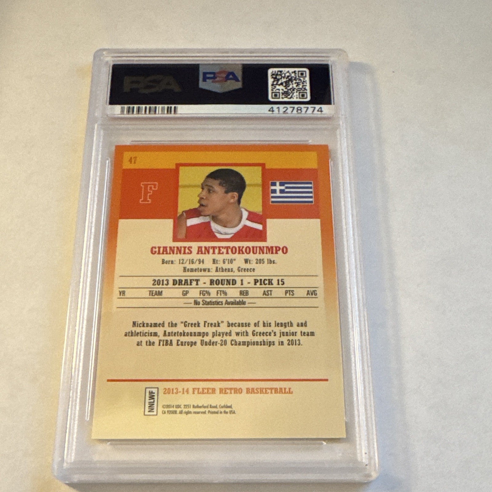 2013 Fleer Retro Giannis Antetokounmpo RC #47 PSA 8 Rookie Bucks