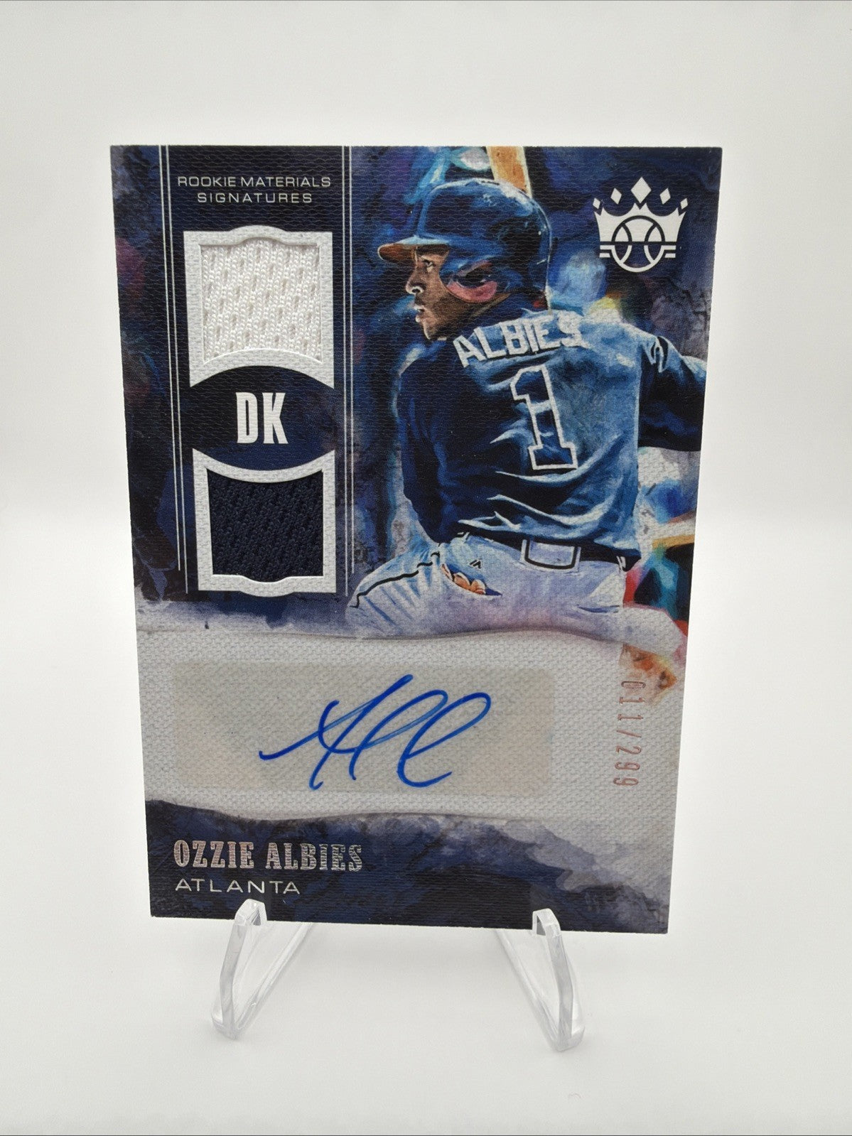 2018 Diamond Kings Ozzie Albies RC Rookie Auto Dual Relic /299 RMS-OZ1 Braves