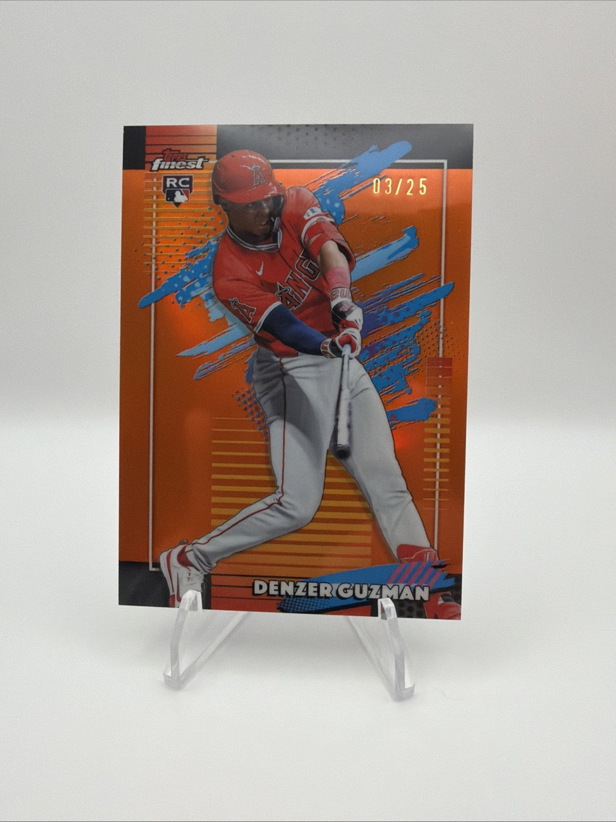 2025 Topps Finest Denzer Guzman Orange Refractor RC /25 #03/25 Angels