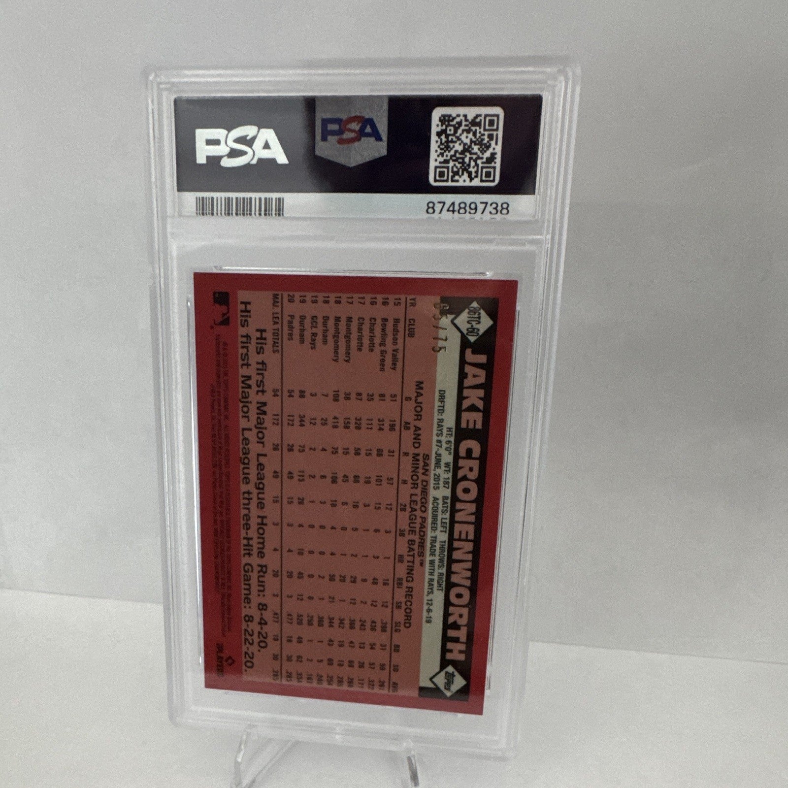 2021 Topps Silver Pack Chrome Jake Cronenworth RC Purple Refractor /75 PSA 9