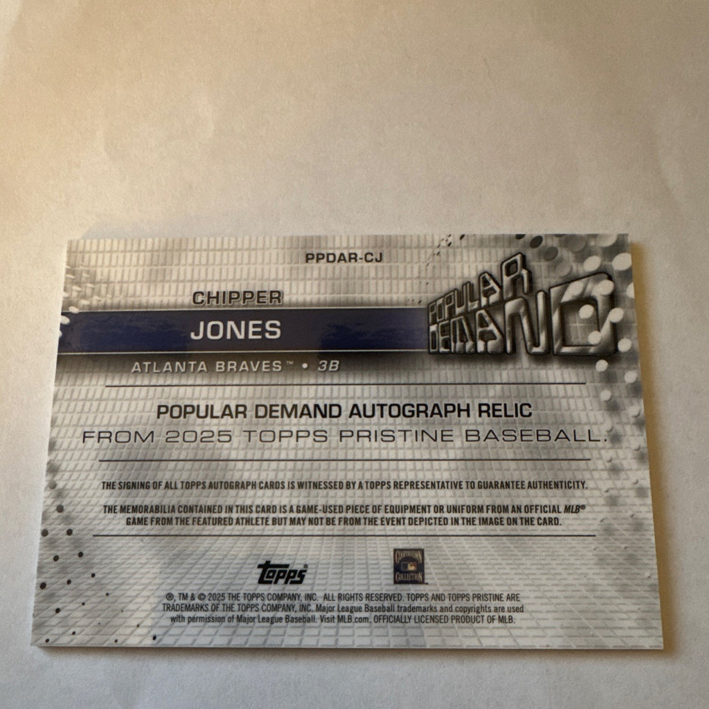2025 Topps Tribute Chipper Jones Popular Demand Auto Relic Gold /50 Braves HOF