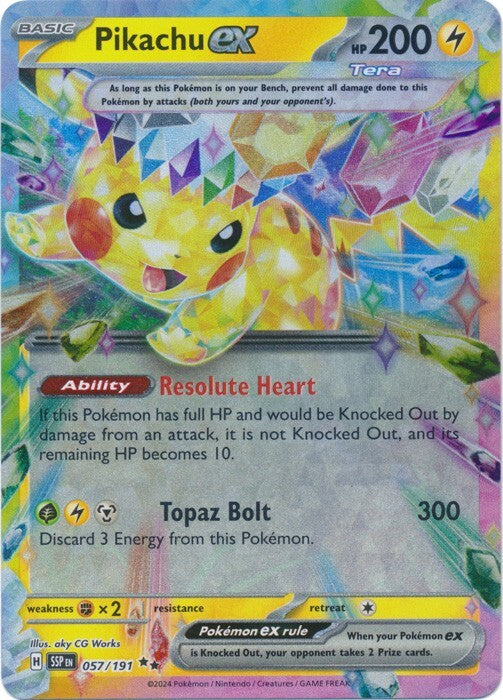 Pokemon Pikachu ex 057/191 Sv08: Surging Sparks Holo Double Rare HP 200 CGC 10