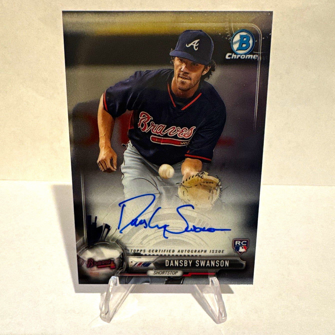 Topps 2017 Bowman Chrome Rookie On Card Autograph Dansby Swanson RC Auto #CRA-DS
