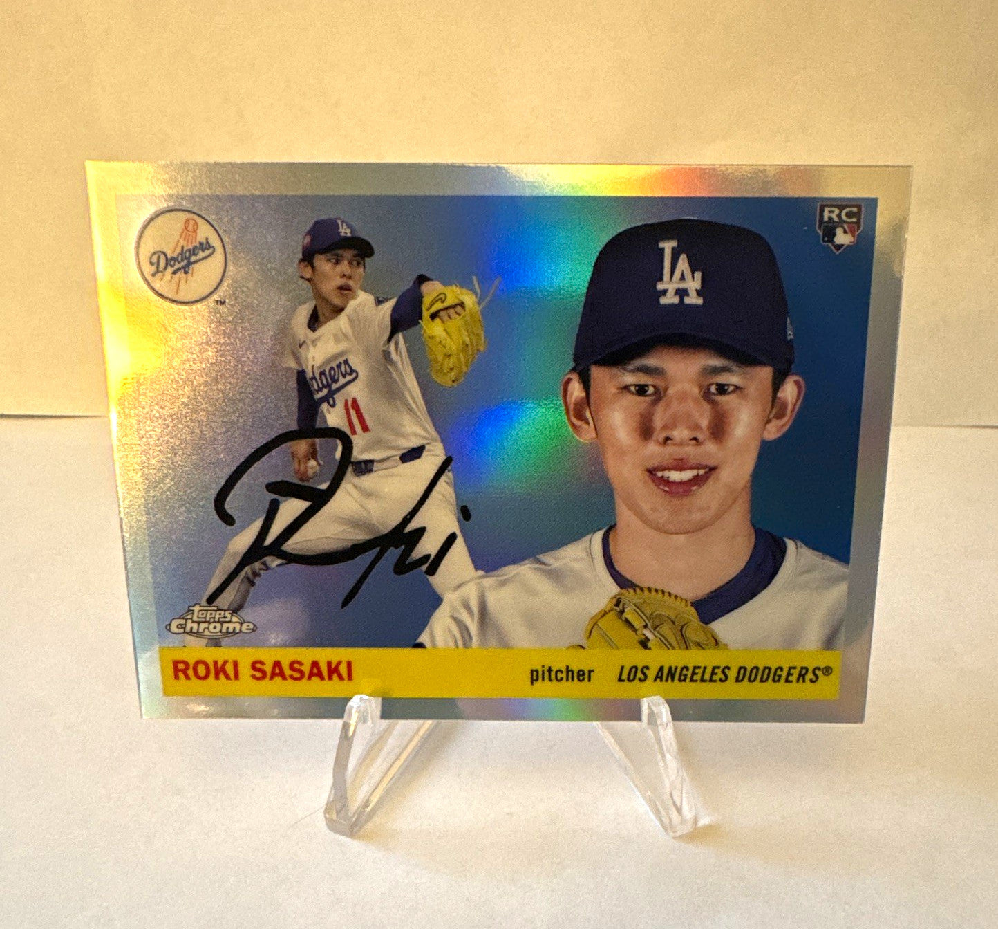 2025 Topps Chrome Roki Sasaki Rookie 1955 Topps Chrome Refractor Insert – Dodger