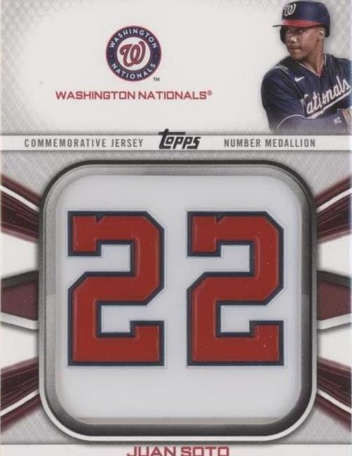 Topps 2022 Series 1 Jersey Number Medallion Juan Soto Nationals #JNM-JS
