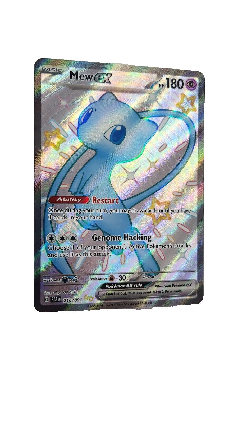 Mew ex 216/091 Shiny Ultra Rare 2024 Pokemon Paldean Fates Full Art NM