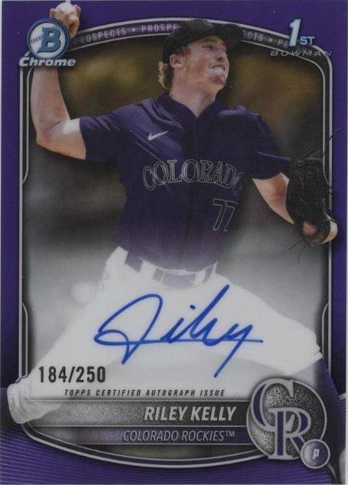 2025 Bowman Chrome Riley Kelly Purple Refractor Auto /250 1st Bowman #198/250