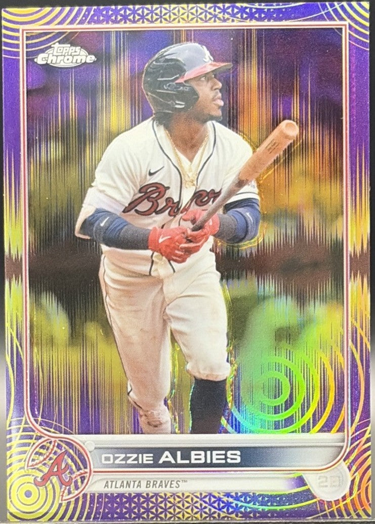 2022 Topps Chrome Sonic Ozzie Albies Purple Yellow Refractor /99 PSA 9 Braves
