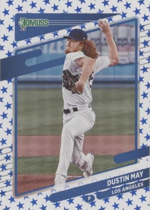 2021 Donruss Dustin May #158 Independence Day /2021 Dodgers Parallel