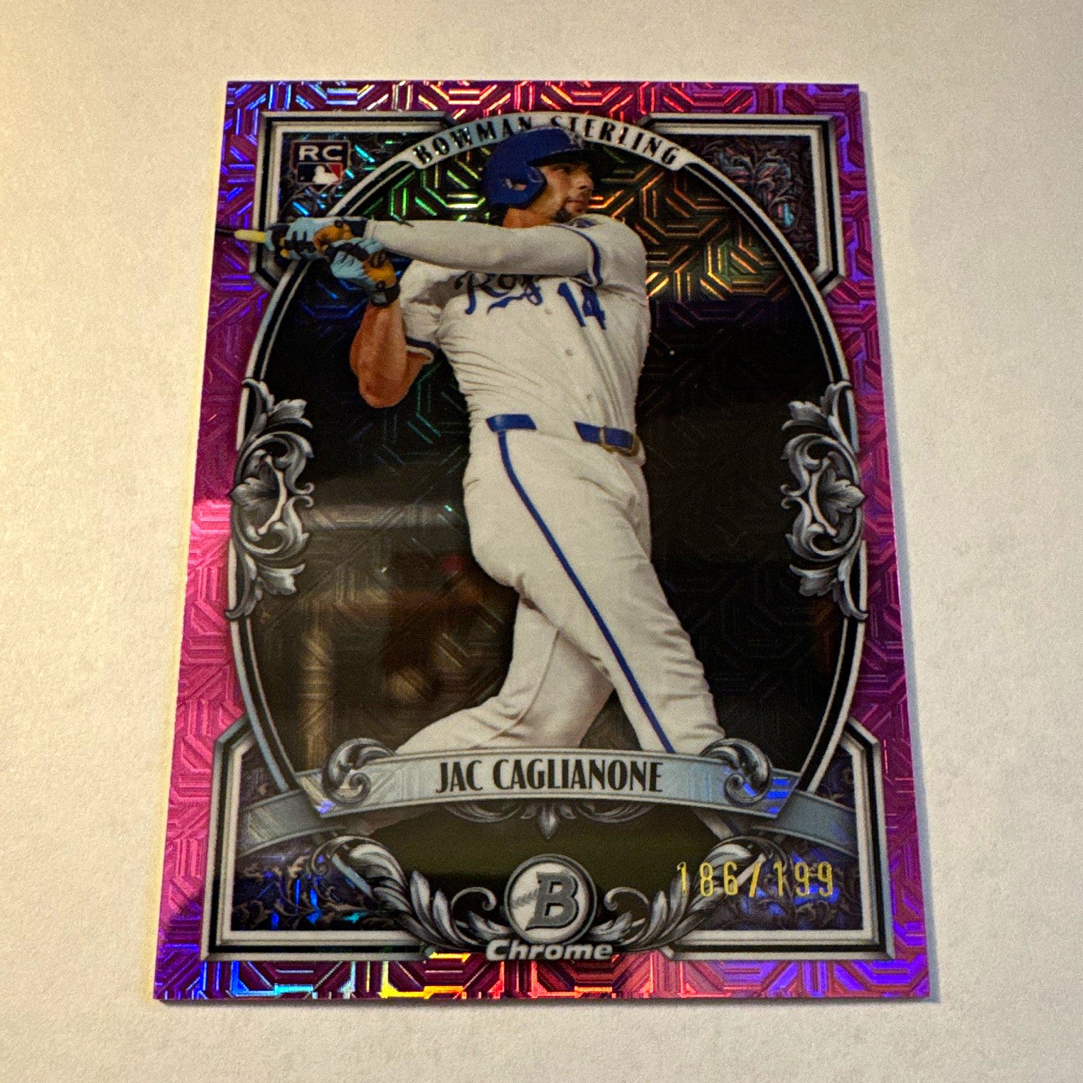 2026 Bowman Sterling Jac Caglianone RC Purple Mini Diamond /199 #186 Rookie