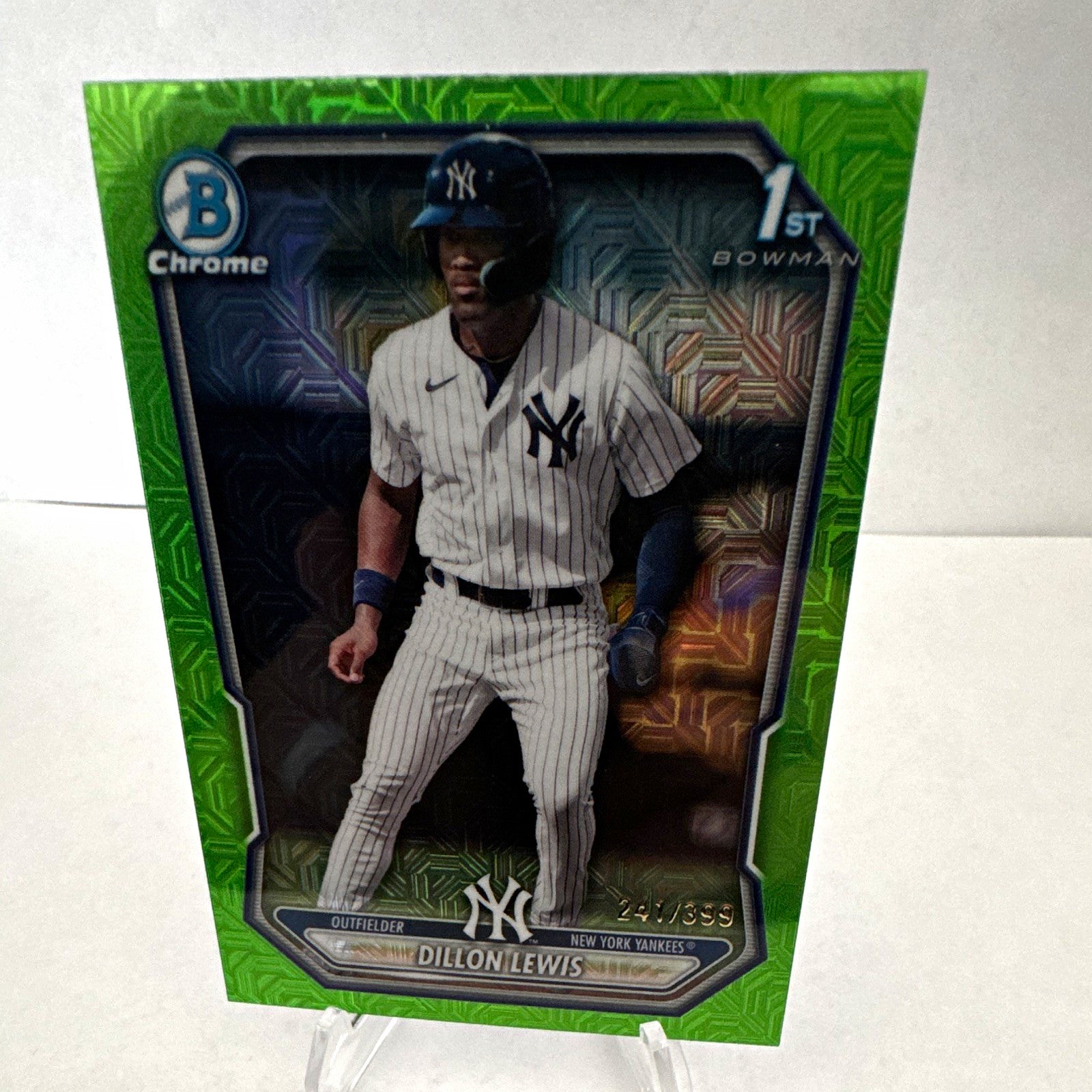 2025 Bowman Chrome Dillon Lewis Green Mojo Refractor 1st Bowman /399 Yankees #24